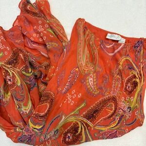 beautiful paisley coral full length fairycore skirt with shimmery detailing